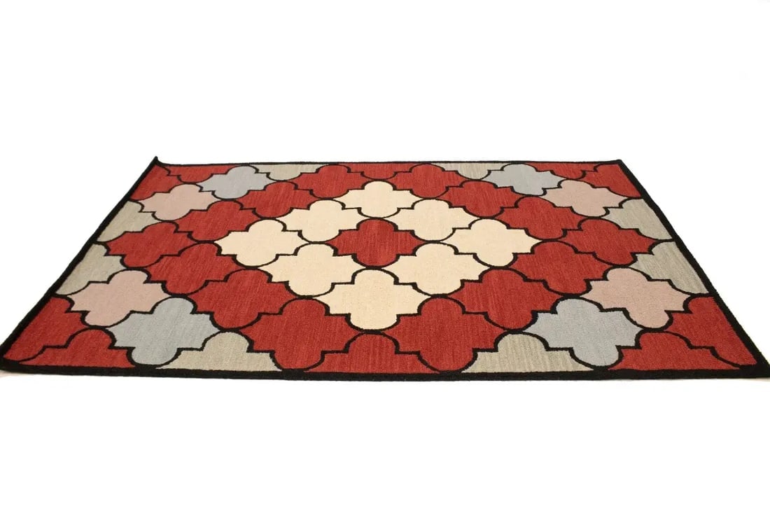 Multicolored Trellis 5X8 Hand-Tufted Modern Rug - 5