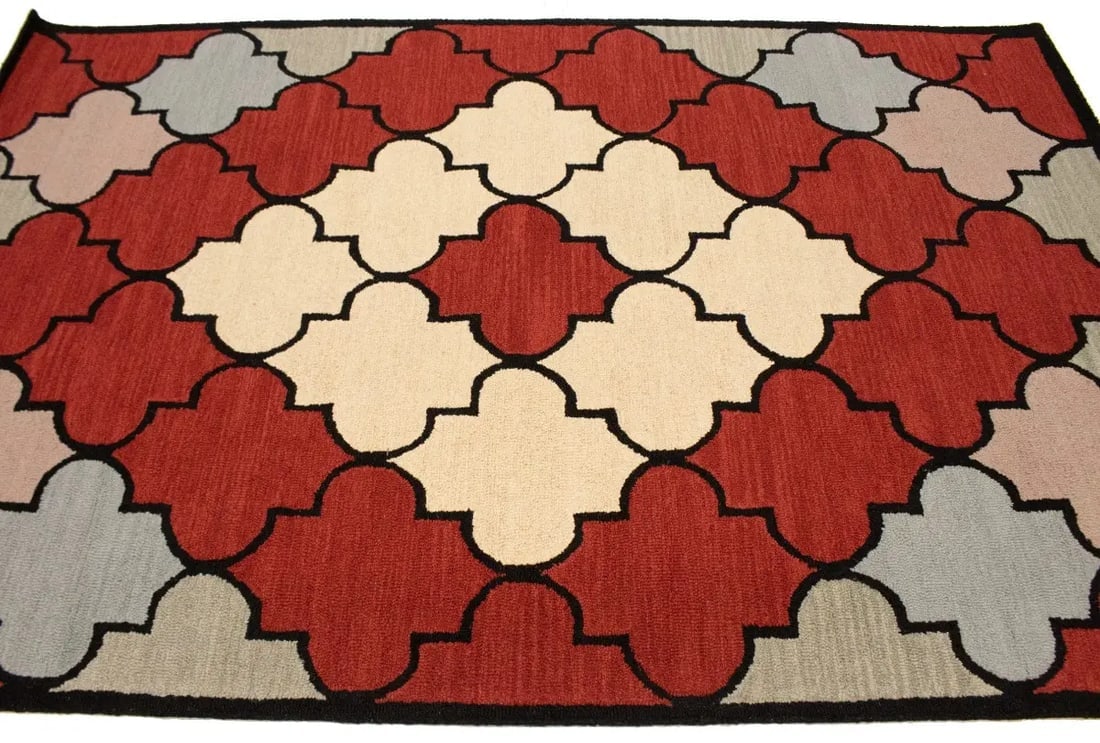 Multicolored Trellis 5X8 Hand-Tufted Modern Rug - 6