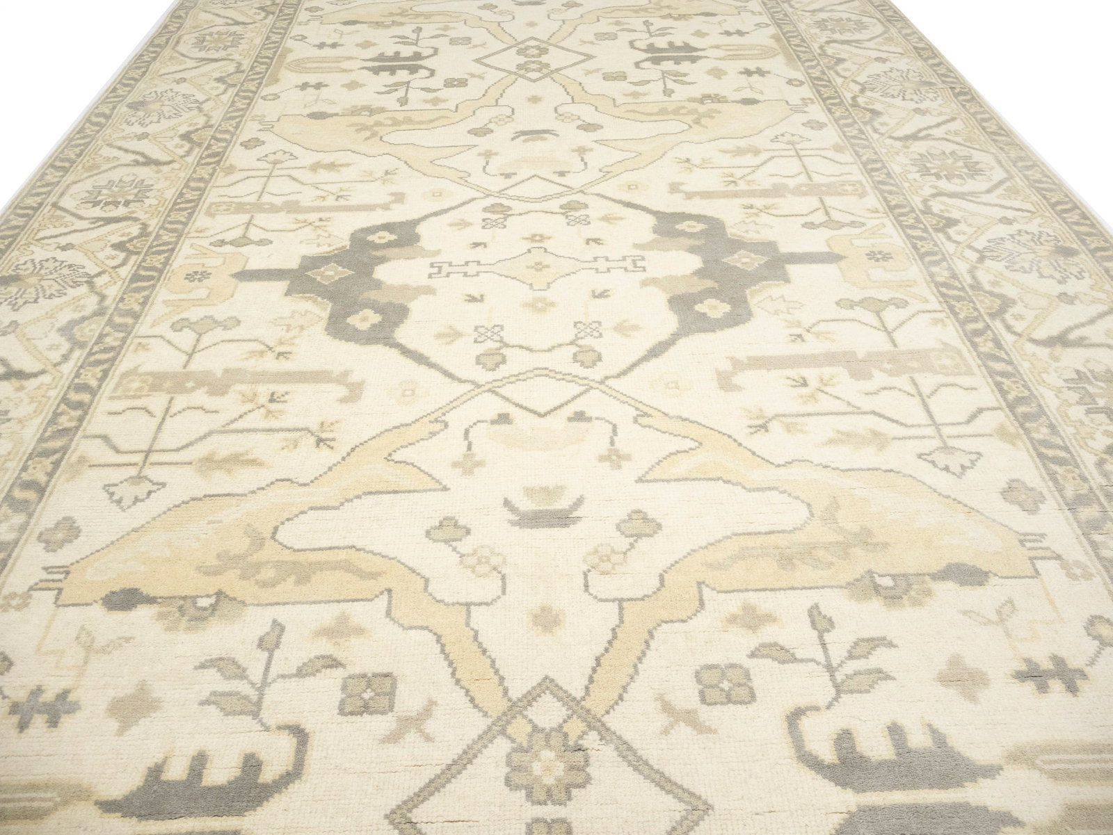 Cream Floral 8X16 Oushak Oriental Rug - 11