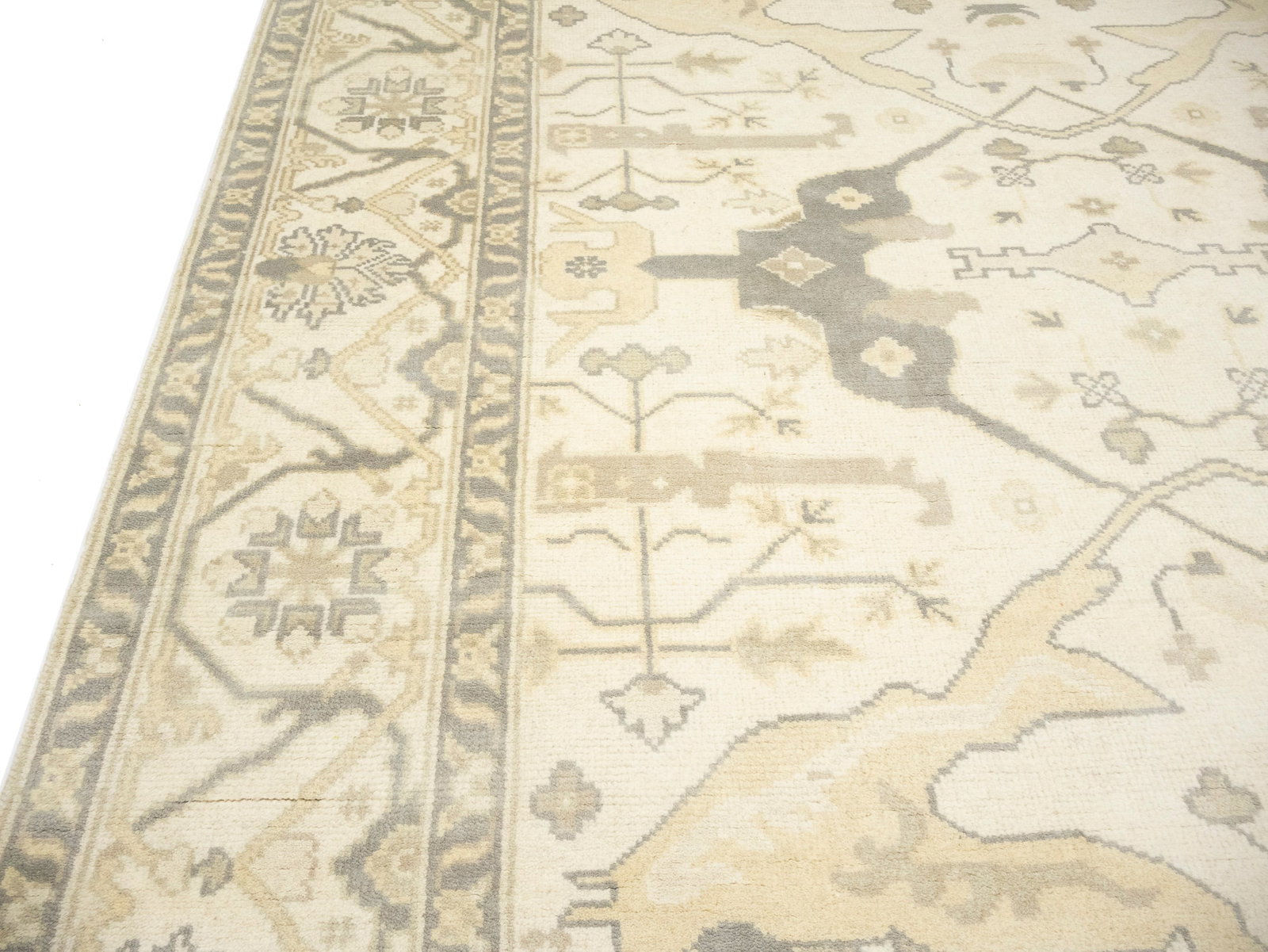 Cream Floral 8X16 Oushak Oriental Rug - 12