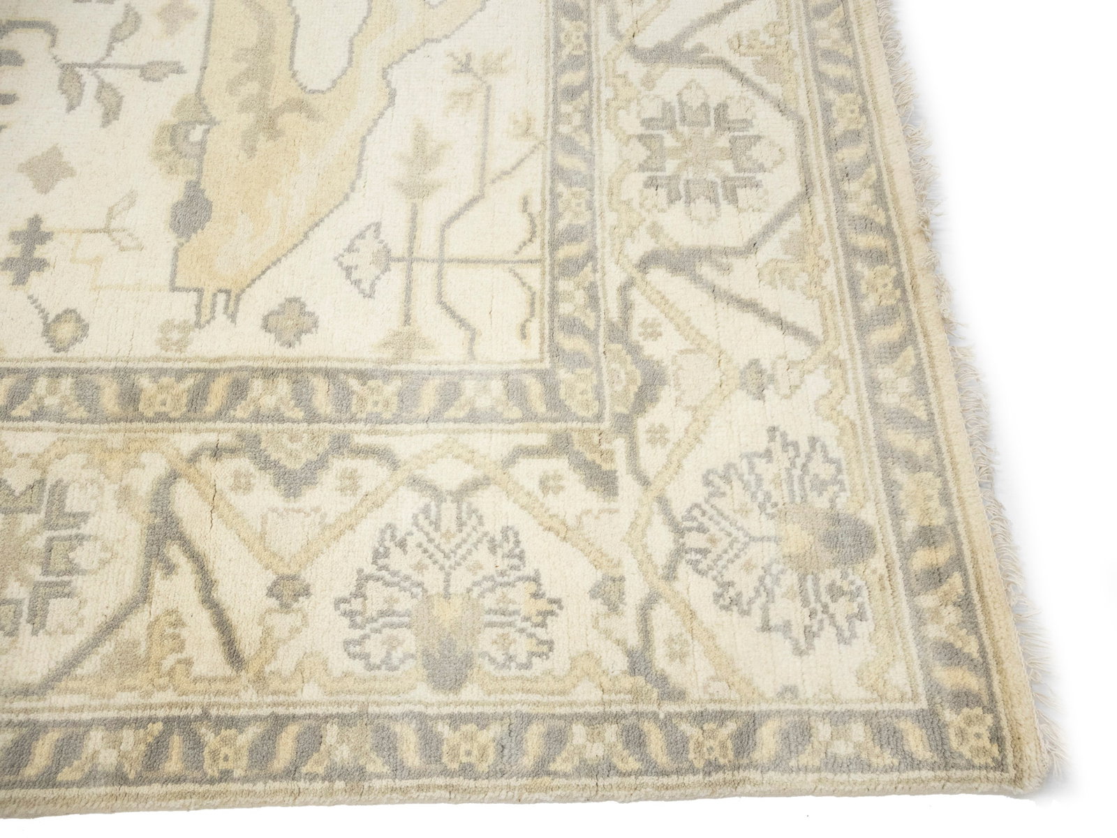 Cream Floral 8X16 Oushak Oriental Rug - 13