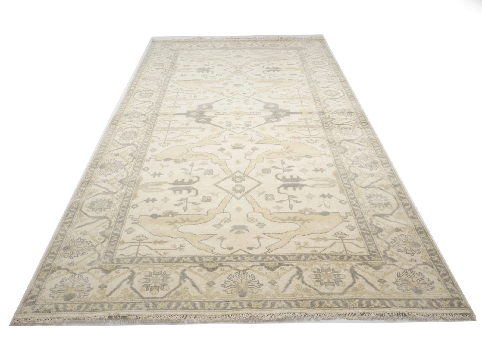 Cream Floral 8X16 Oushak Oriental Rug - 3