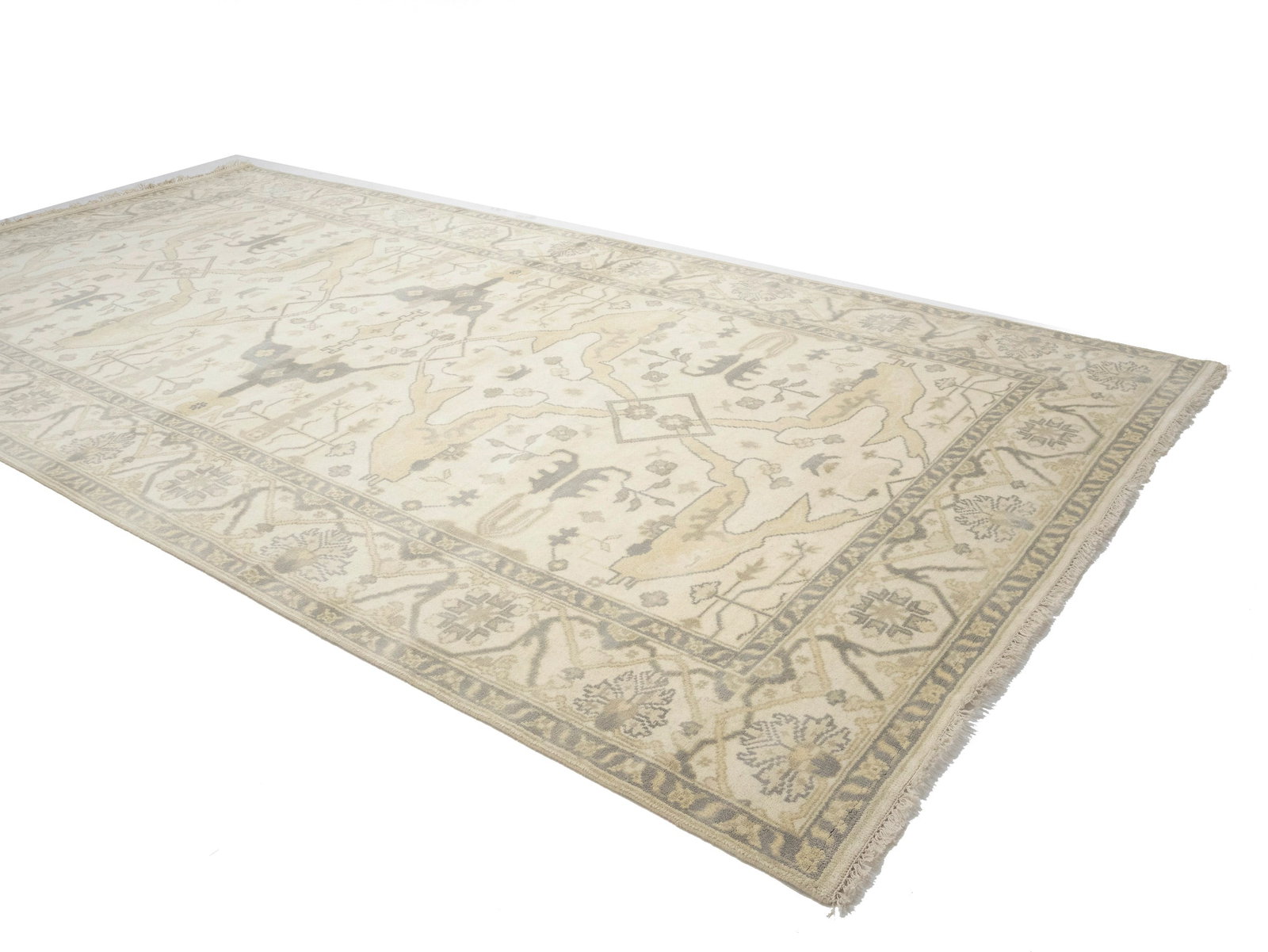 Cream Floral 8X16 Oushak Oriental Rug - 4