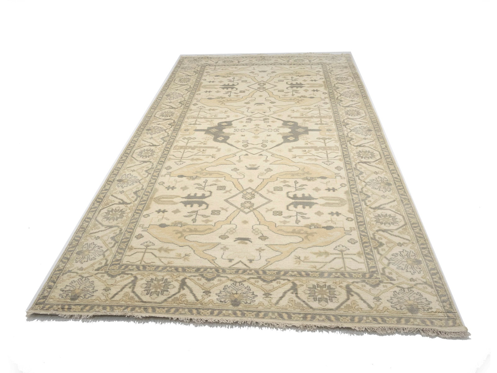 Cream Floral 8X16 Oushak Oriental Rug - 5