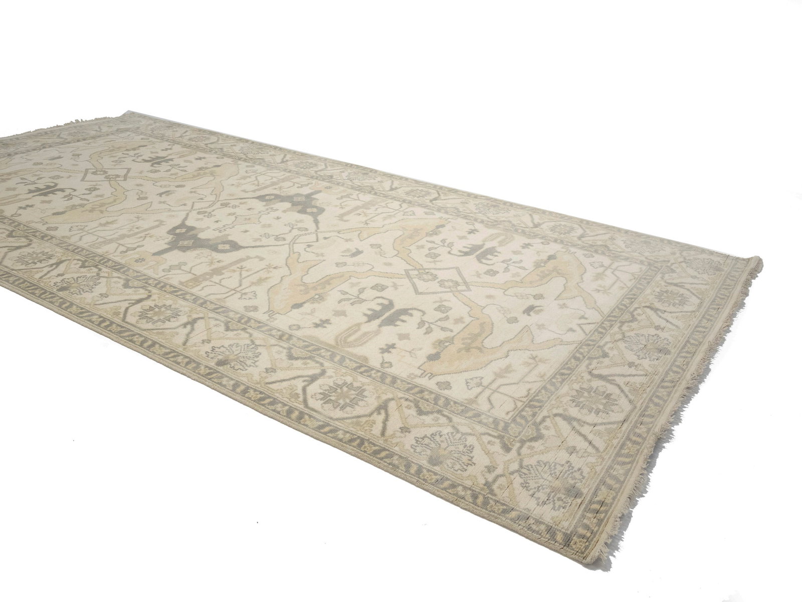 Cream Floral 8X16 Oushak Oriental Rug - 6