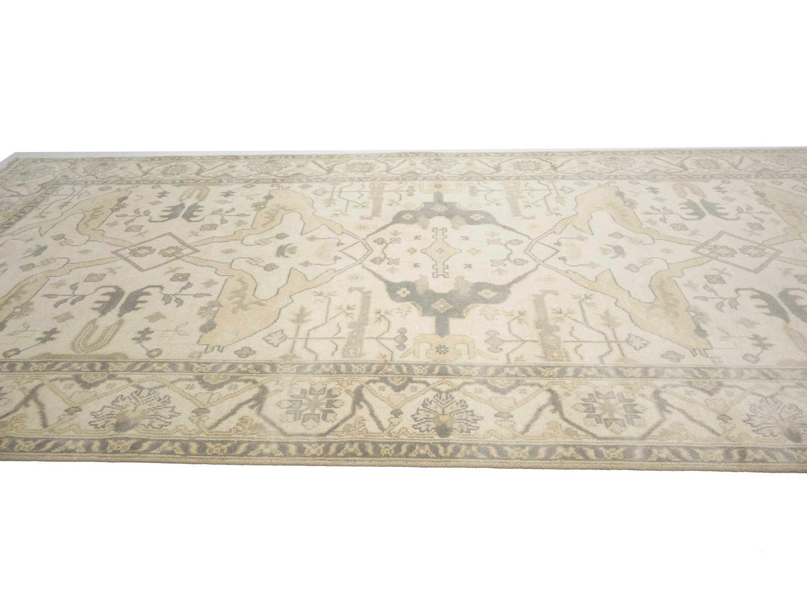 Cream Floral 8X16 Oushak Oriental Rug - 7