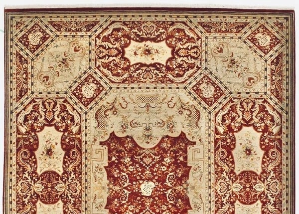 Hand-Knotted Jaipur Red Geometric Wool Oriental Area Rug Carpet 8'1" x 10'1" - 4