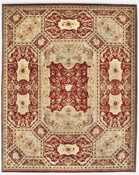 Hand-Knotted Jaipur Red Geometric Wool Oriental Area Rug Carpet 8'1" x 10'1" - 6