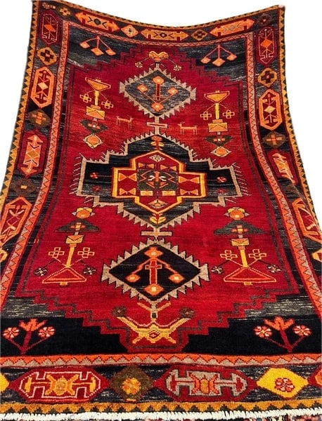Hand Knotted Persian Luri Tribal Wool Red Oriental Area Rug 5'5" x 7'9" - 2
