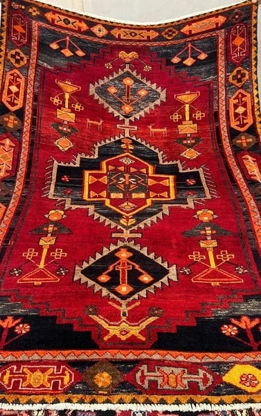 Hand Knotted Persian Luri Tribal Wool Red Oriental Area Rug 5'5" x 7'9" - 6
