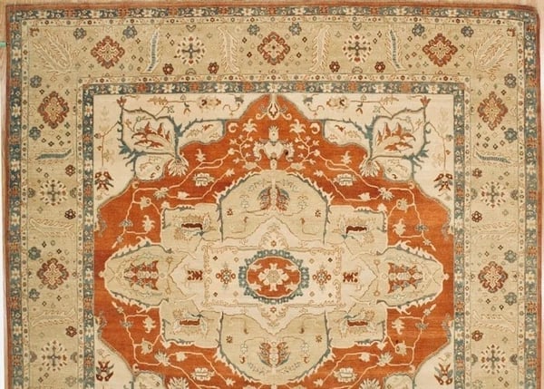 Hand-Knotted Heriz Serapi Rust Wool Oriental Area Rug Carpet 10'1" x 10'2" - 4
