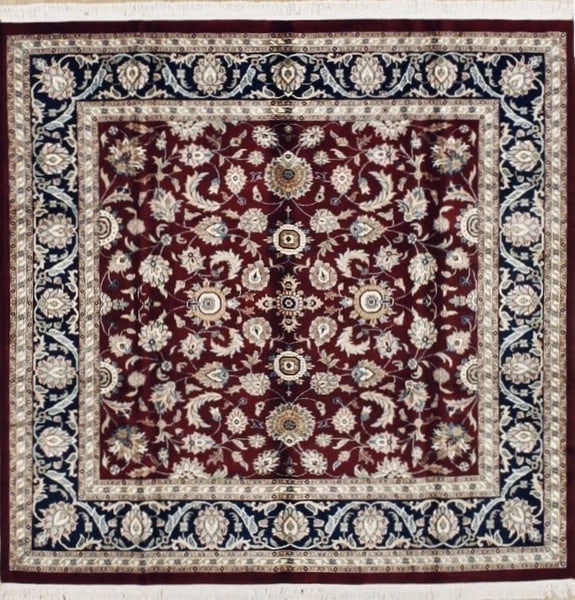 Hand Knotted Indo-Tabriz Red Wool Oriental Area Rug Carpet 7'9" x 8' - 6