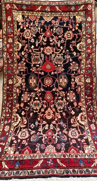 Hand Knotted Persian Tribal Wool Navy Nannaj Oriental Rug 4'6" x 7'10" - 3