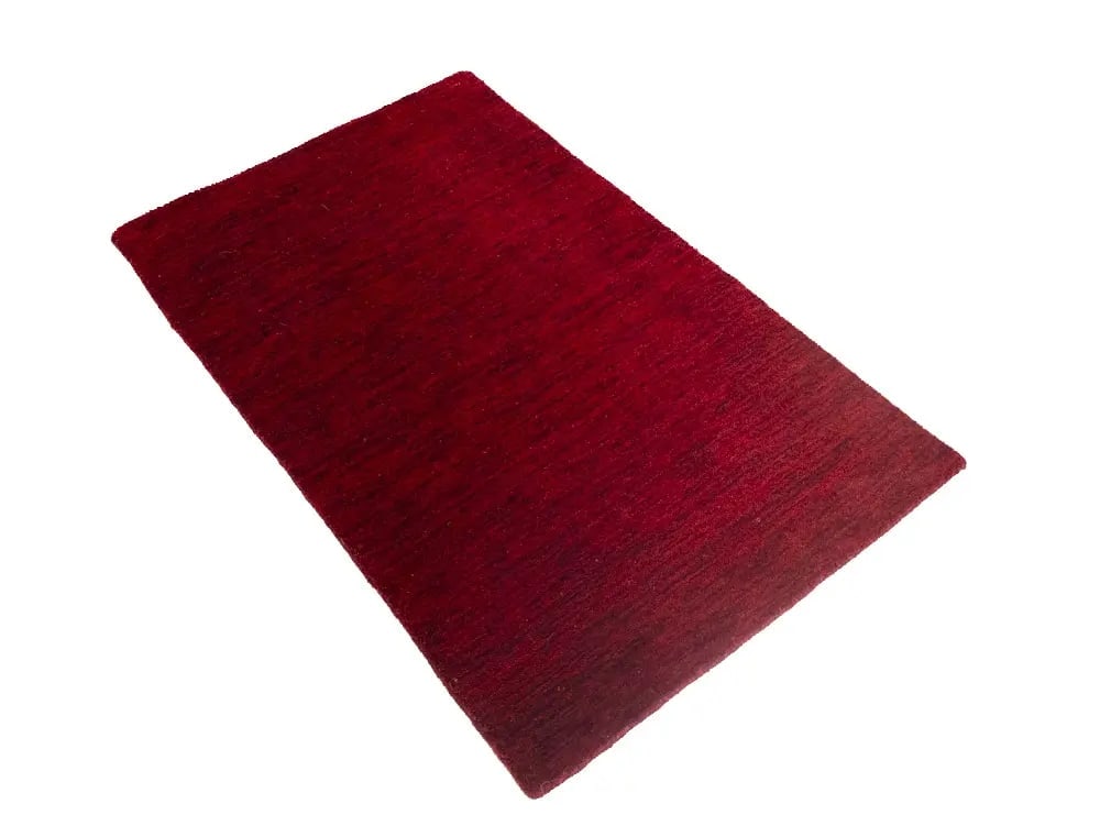 Maroon Red Solid Gabbeh Modern Rug in All Size - 7