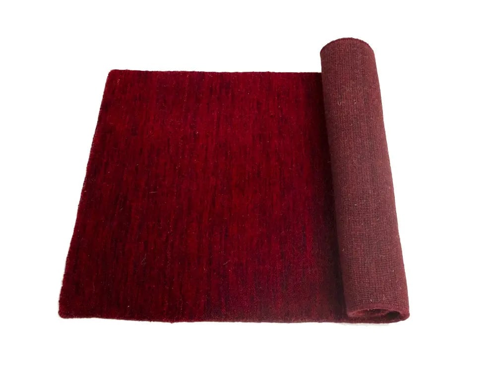 Maroon Red Solid Gabbeh Modern Rug in All Size - 9