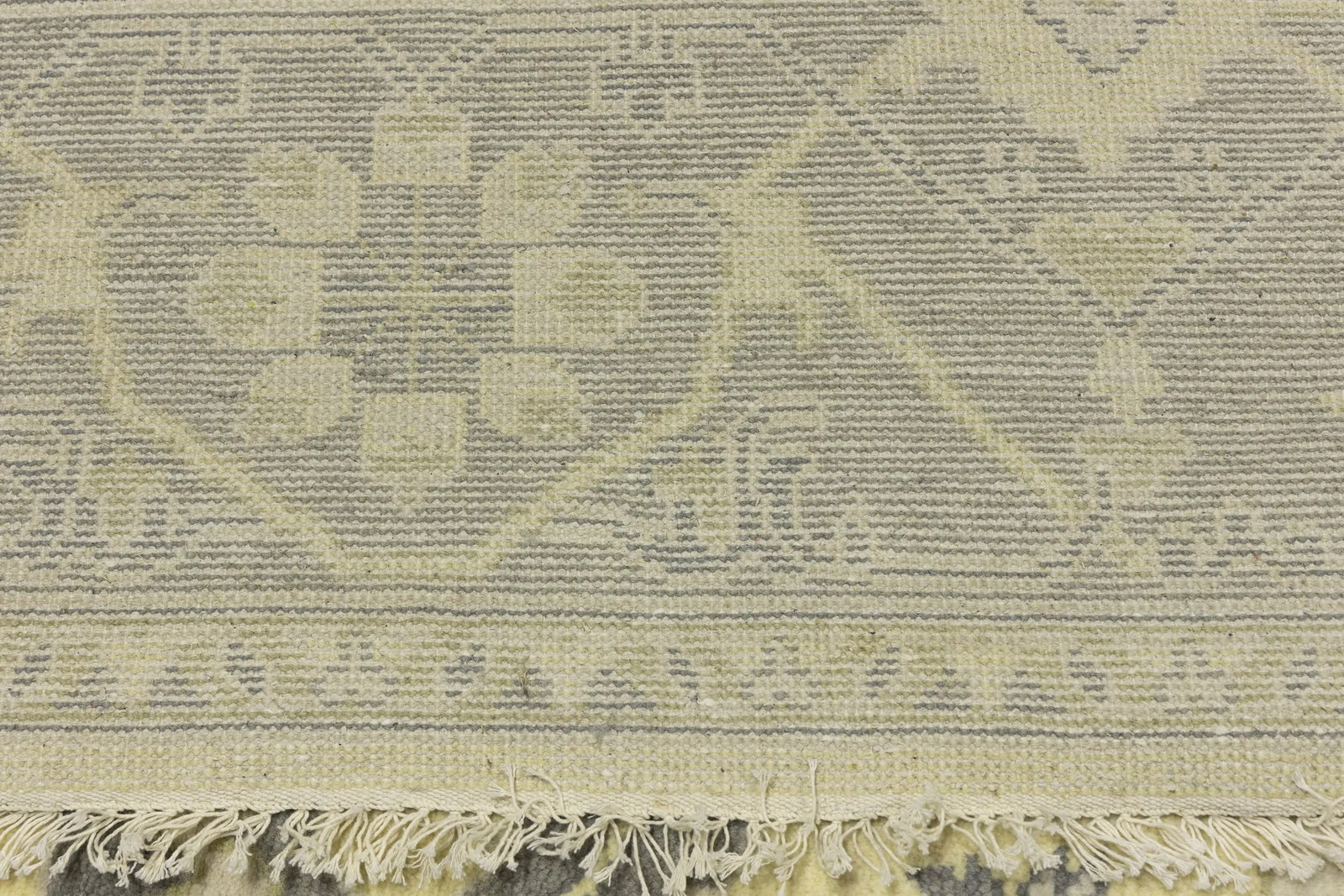 Yellowish Cream Floral 9X12 Oushak Oriental Rug - 12