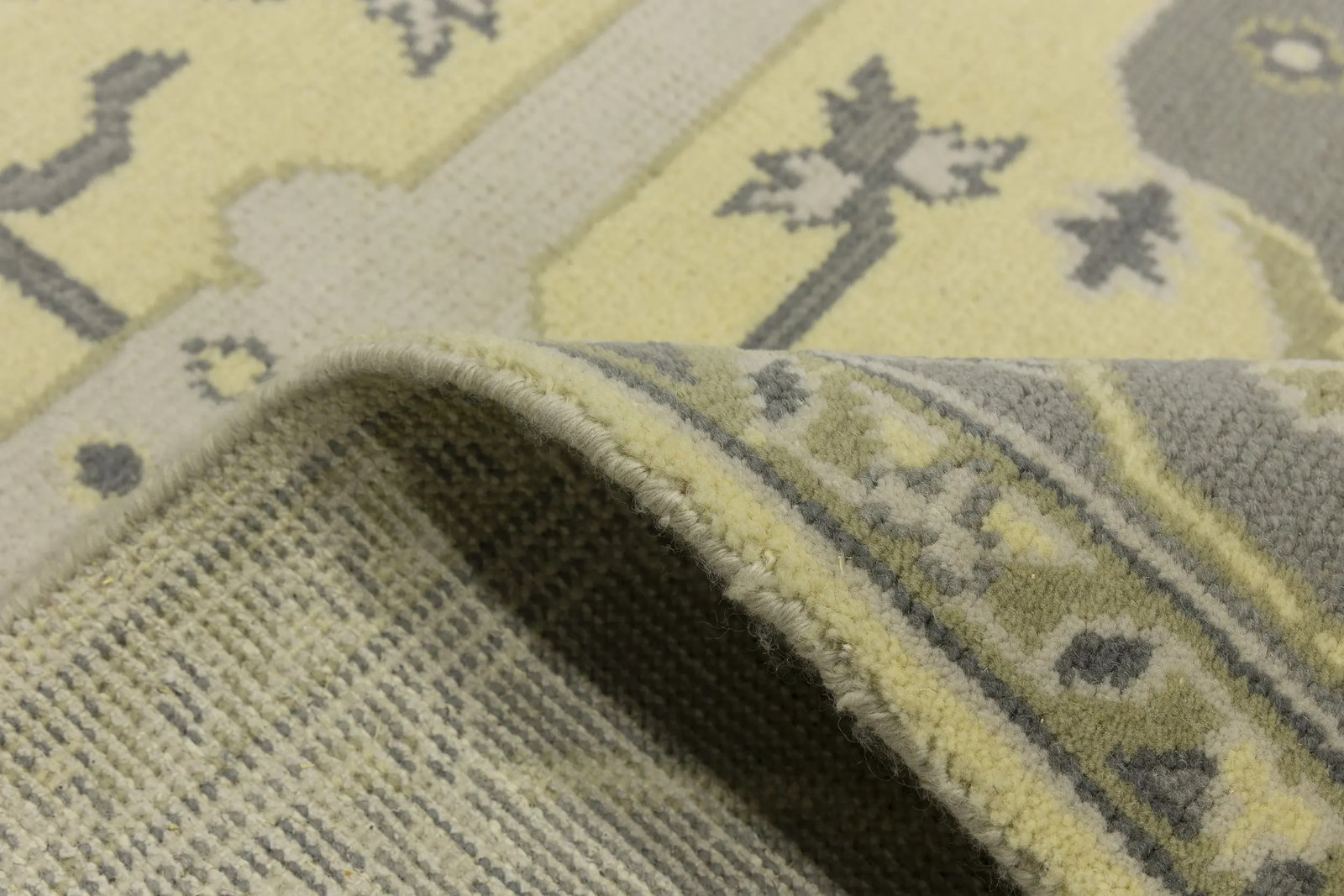Yellowish Cream Floral 9X12 Oushak Oriental Rug - 13