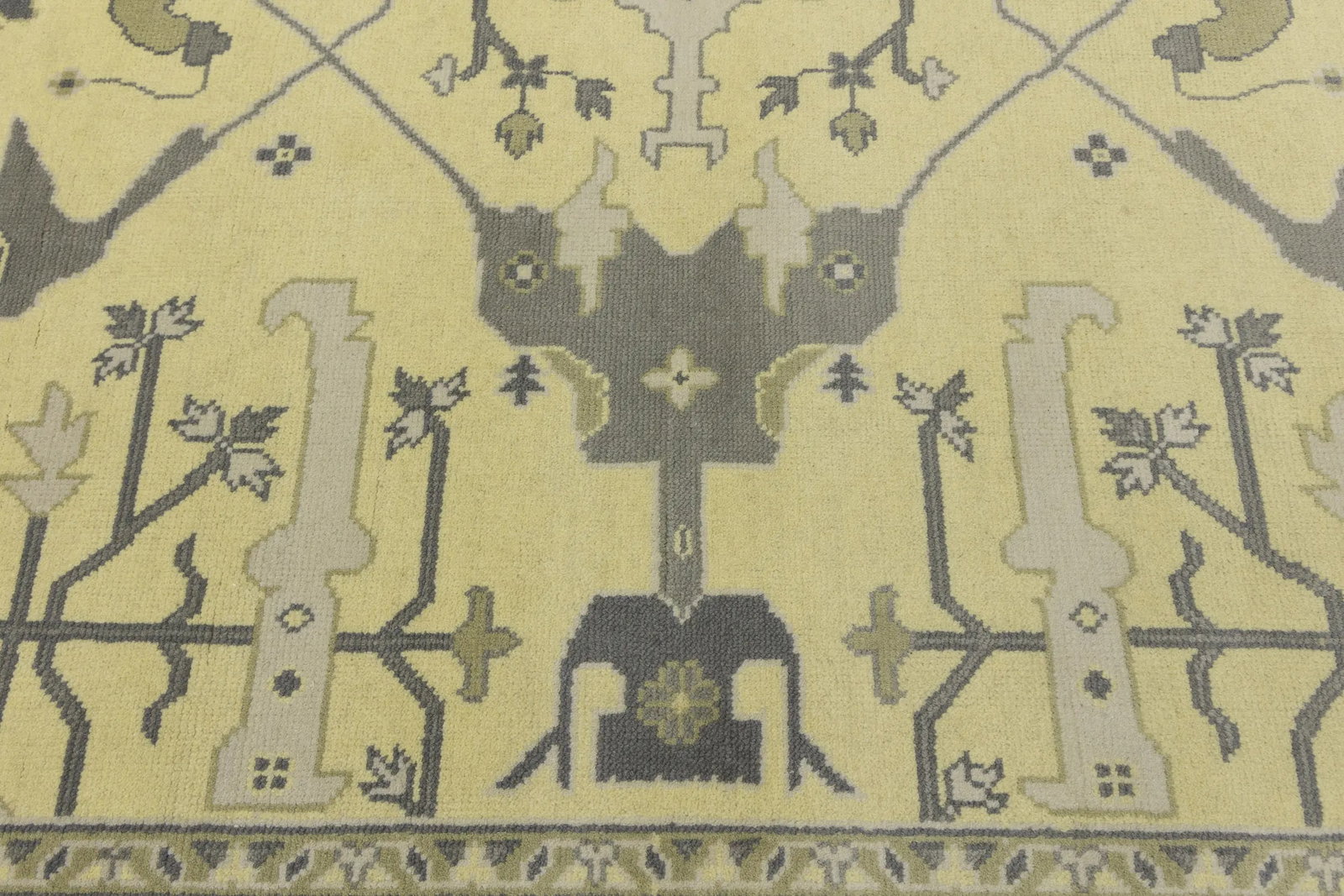 Yellowish Cream Floral 9X12 Oushak Oriental Rug - 15