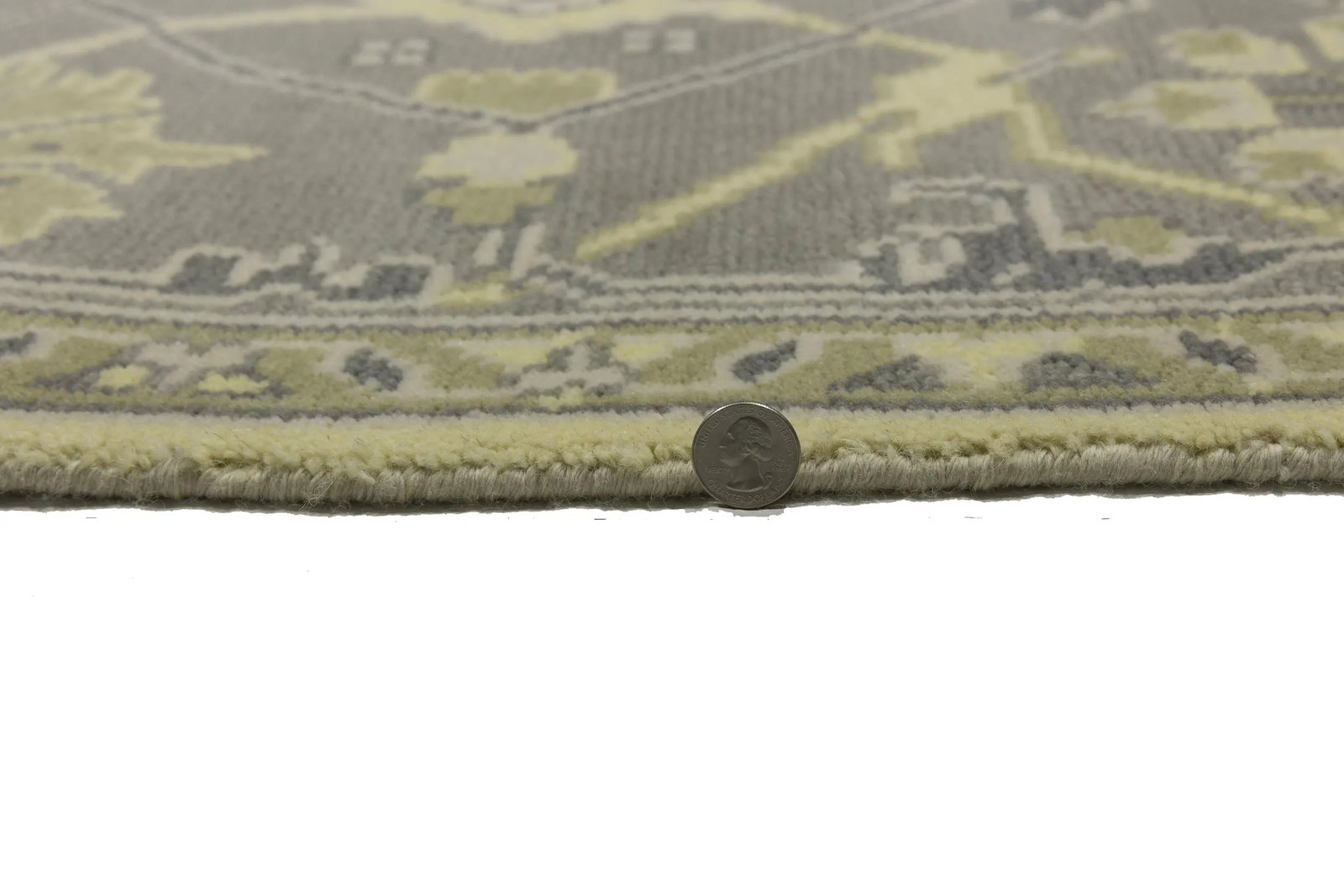 Yellowish Cream Floral 9X12 Oushak Oriental Rug - 9