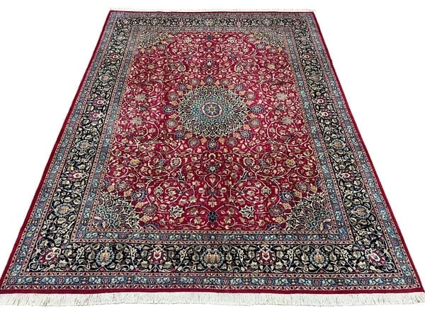 Hand Knotted Persian Kashmar Rug Magenta Red Wool 9'10" x 12'9" Area Carpet - 13