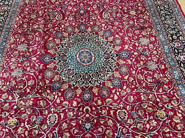 Hand Knotted Persian Kashmar Rug Magenta Red Wool 9'10" x 12'9" Area Carpet - 3