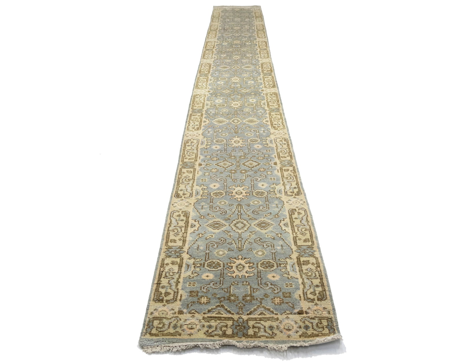 Gray Floral 3X20 Oushak Chobi Oriental Runner Rug - 5