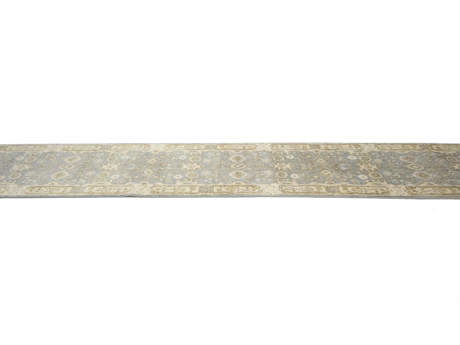 Gray Floral 3X20 Oushak Chobi Oriental Runner Rug - 7
