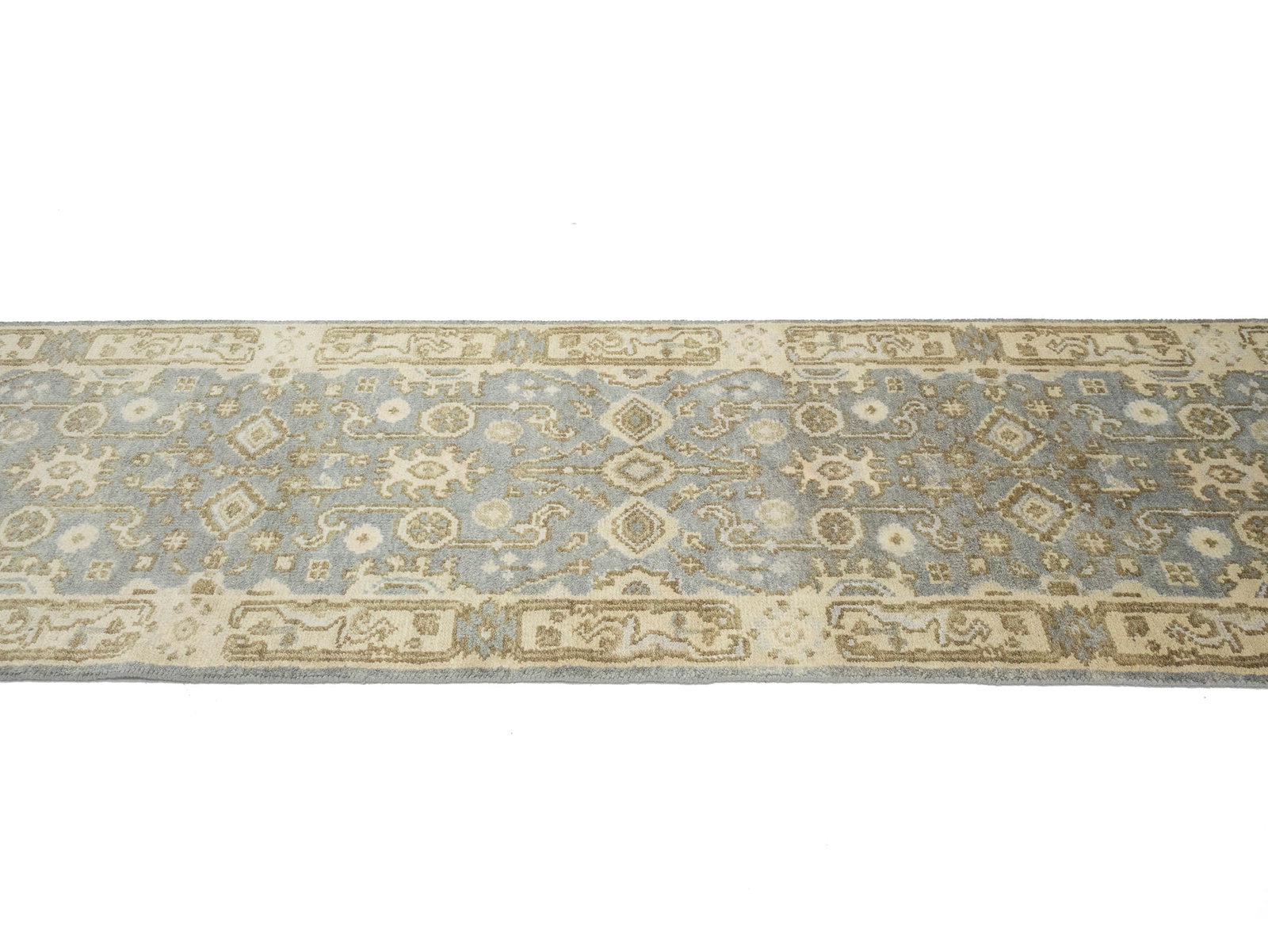Gray Floral 3X20 Oushak Chobi Oriental Runner Rug - 8