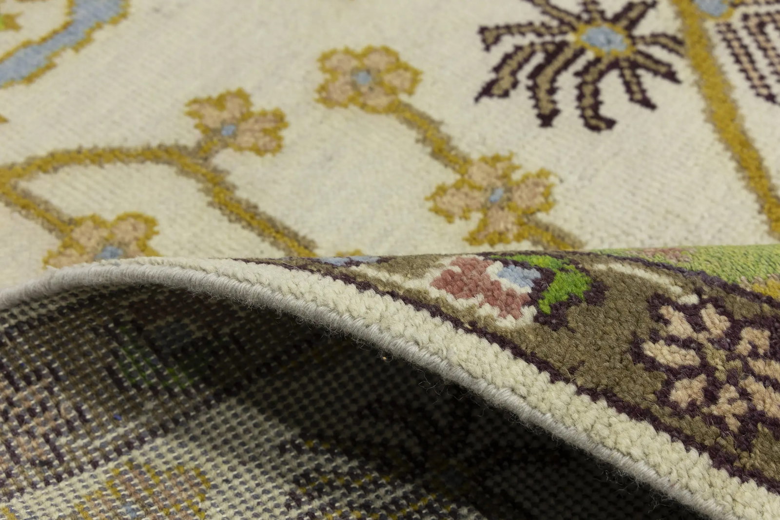 Cream Floral 9X12 Oushak Chobi Oriental Rug - 12