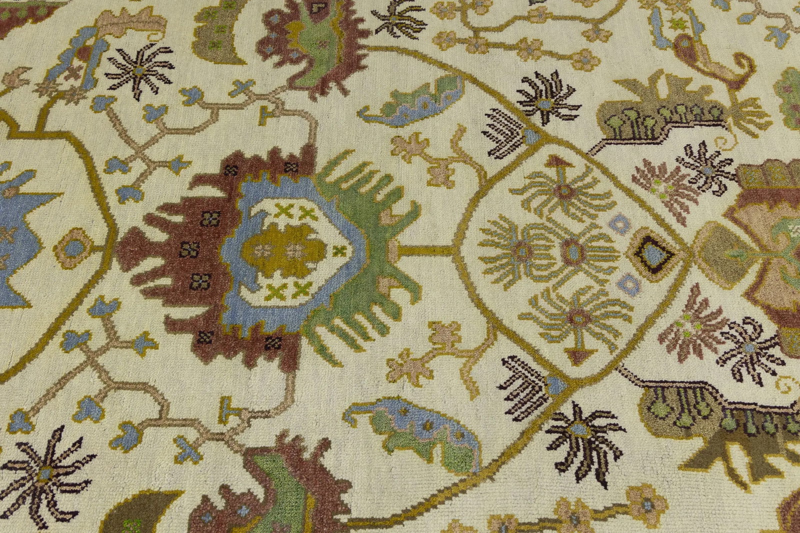 Cream Floral 9X12 Oushak Chobi Oriental Rug - 13