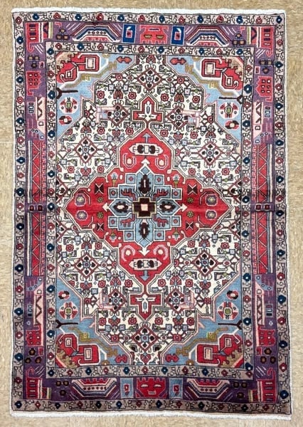 Hand Knotted Persian Nahavand Tribal Wool Rug 3'4" x 4'10" - 8