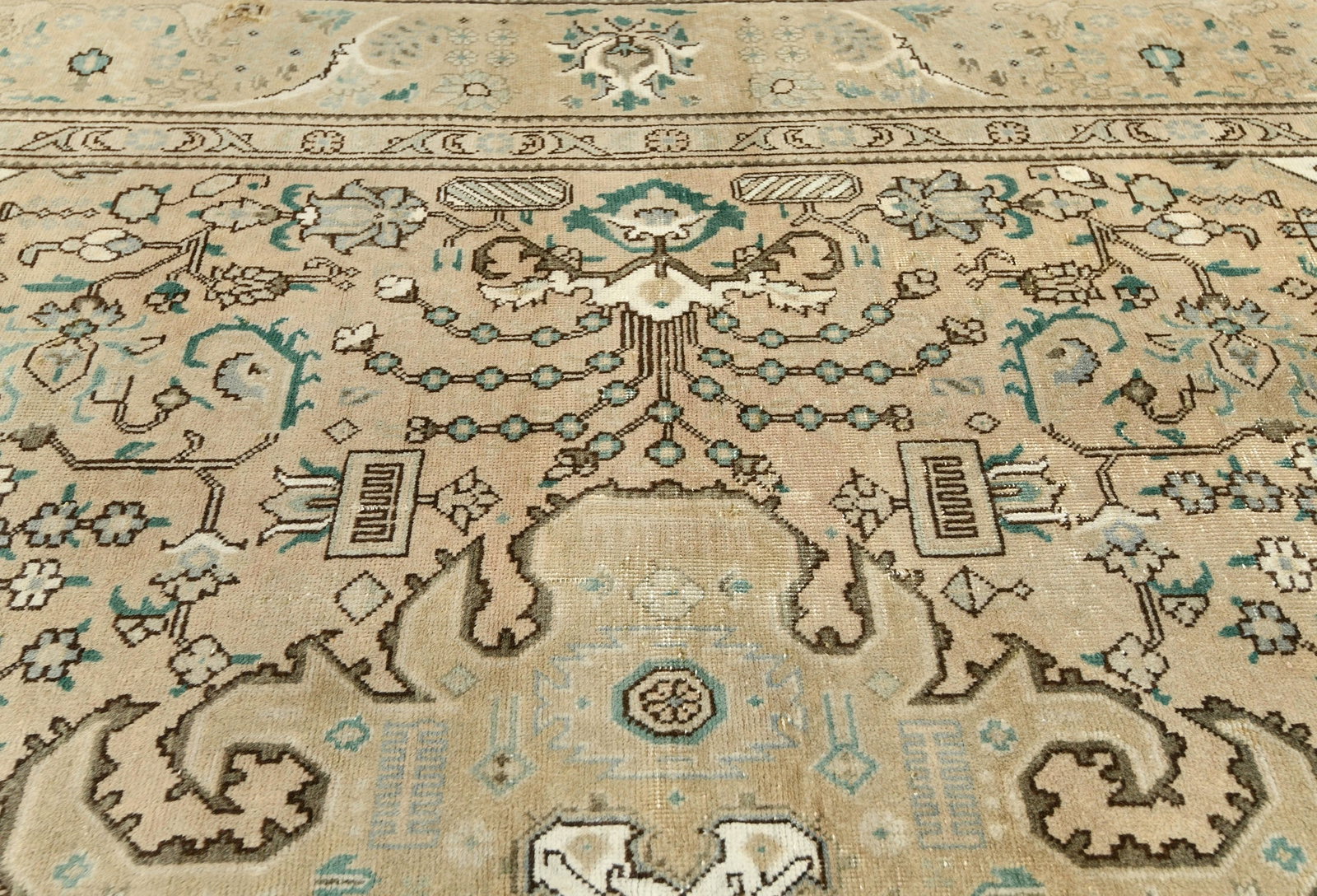 Semi Antique Muted Beige Floral 7'6X10'8 Distressed Vintage Oriental Rug - 8