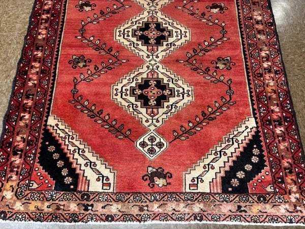 Hand Knotted Persian Saveh Red Geometric Wool Vintage Oriental Area Rug 4'7" x 6'6" - 3