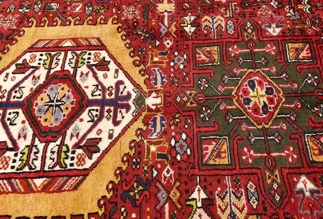 Vintage Red Geometric 5X13 Karajeh Persian Runner Rug - 7
