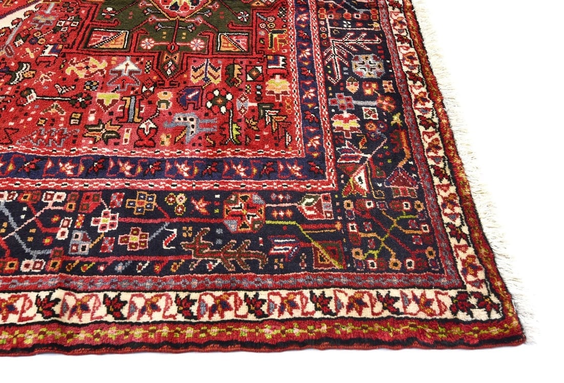 Vintage Red Geometric 5X13 Karajeh Persian Runner Rug - 9