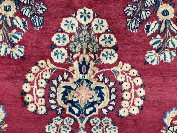 Hand-Knotted Persian Kerman Semi-Antique Red Wool Oriental Rug Carpet 9'10" x 13'6" - 6