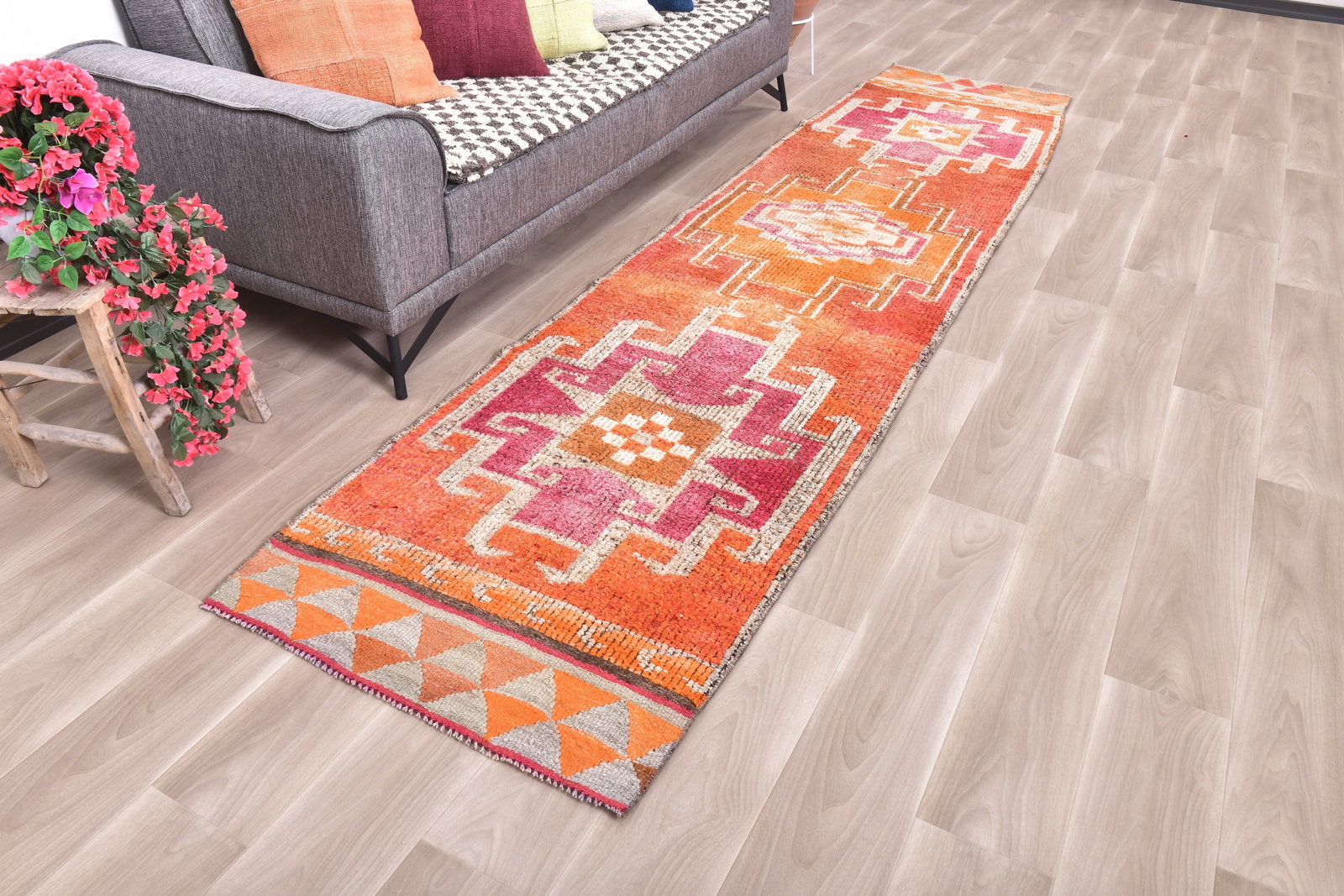 2'11'' x 12'0'' Decorative Vintage Rug - 240449: Title: 2'11'' x 12'0'' Decorative Vintage Rug - 240449 Description:2'11'' x 12'0'' Decorative Vintage Rug - 240449 Origin:Turkiye Date/Period:1960-90 Materials:Wool,Cotton Dimension:2'11''x12'0'' ft, 