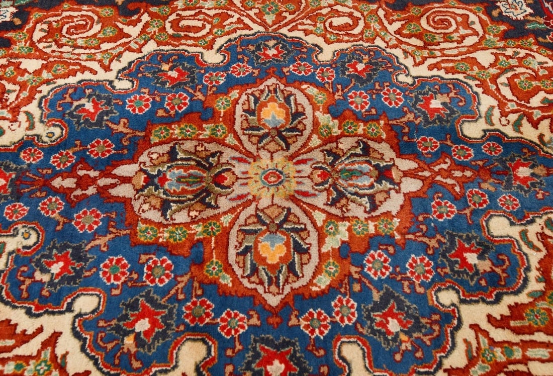 Vintage Purple-navy Pictorial 10X13 Kashmar Persian Rug - 9