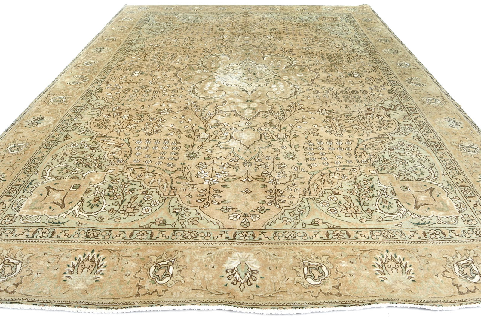 Semi Antique Muted Floral 9X12 Distressed Vintage Oriental Rug - 3