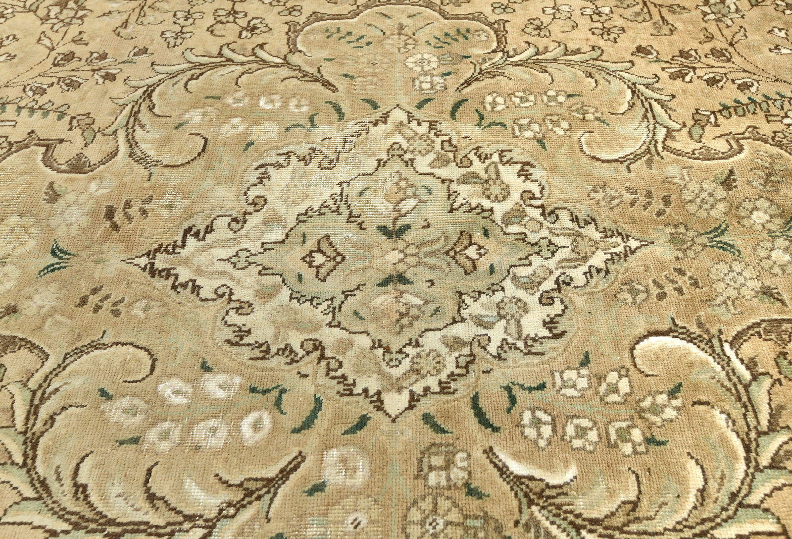 Semi Antique Muted Floral 9X12 Distressed Vintage Oriental Rug - 6