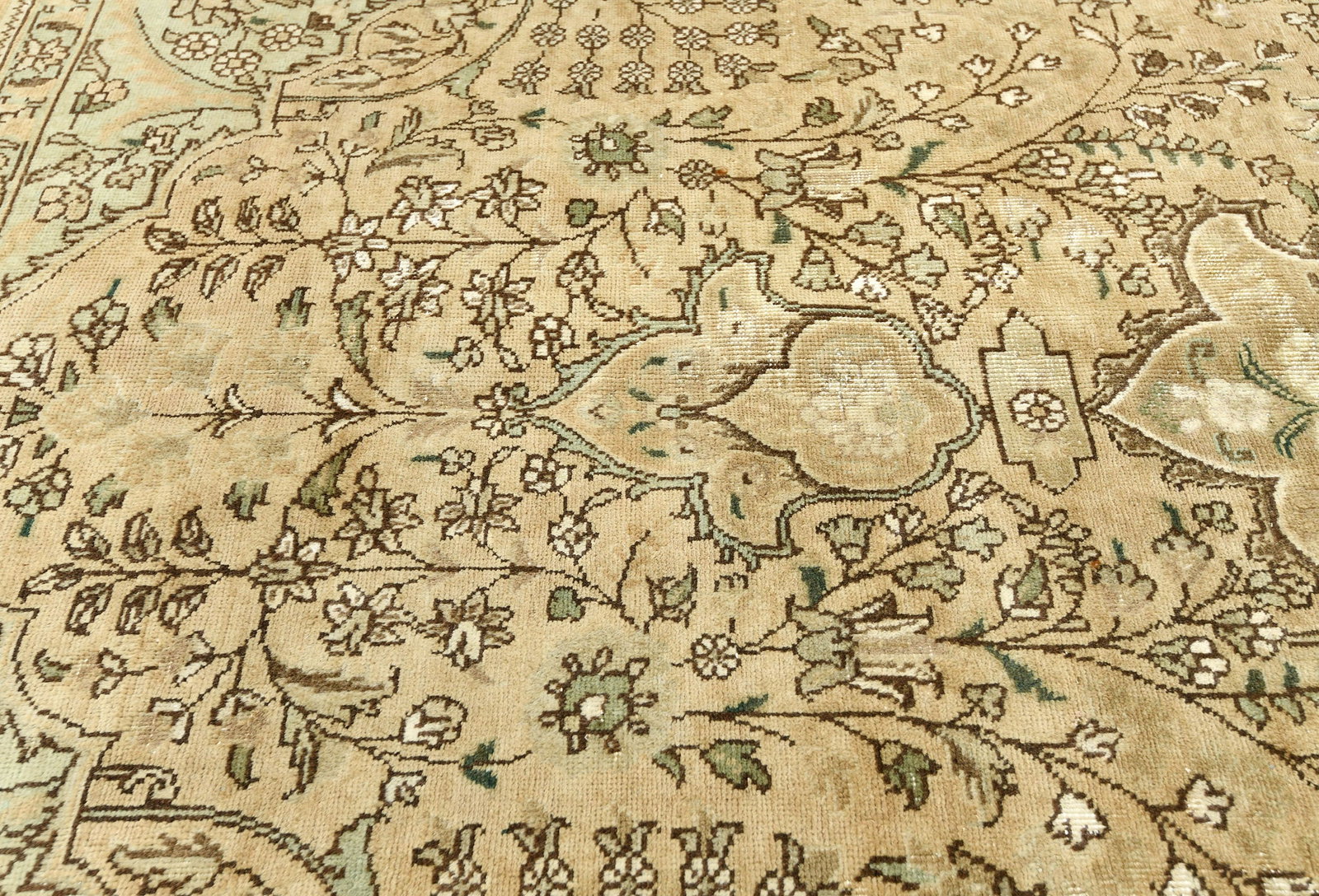 Semi Antique Muted Floral 9X12 Distressed Vintage Oriental Rug - 7