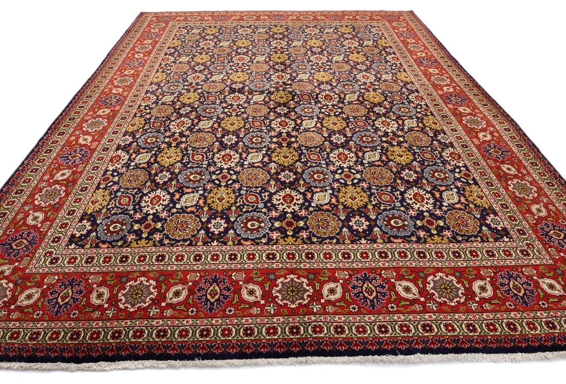 Vintage Purple-navy Traditional 10X13 Tabriz Persian Rug - 16