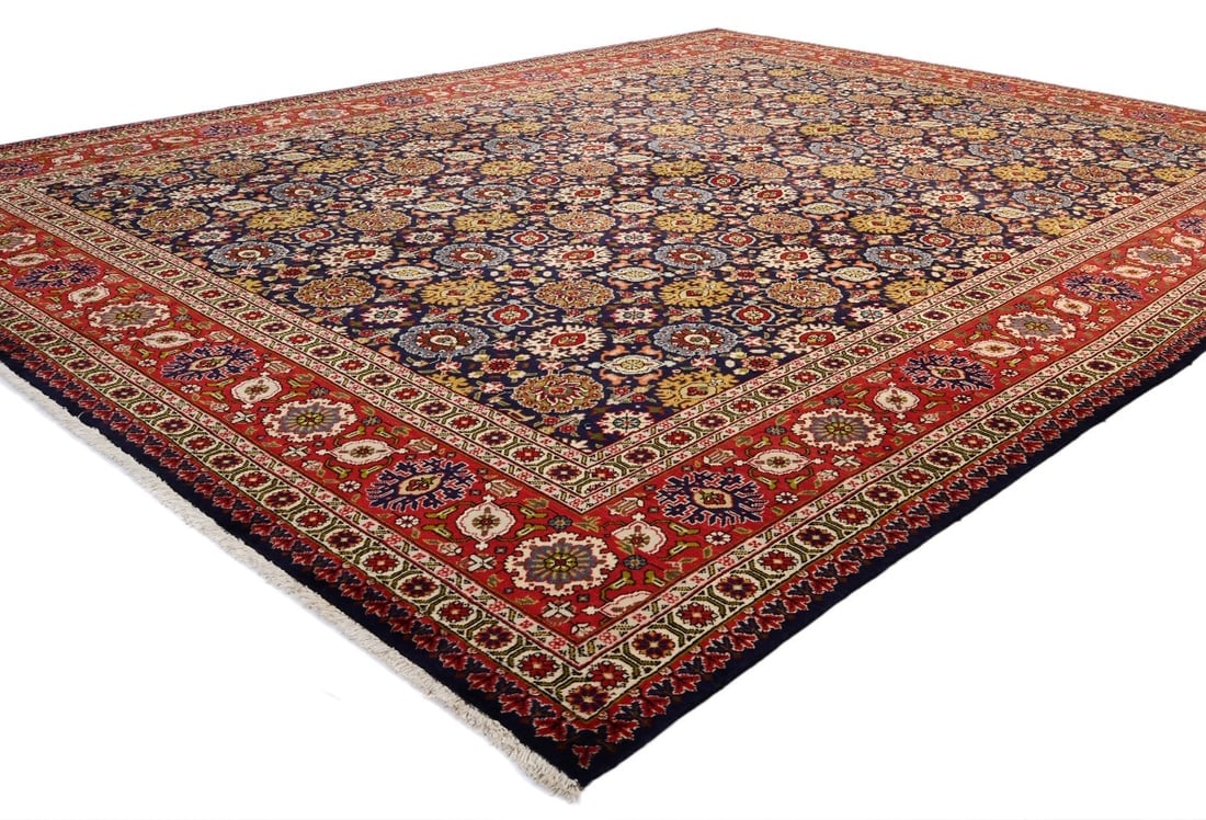 Vintage Purple-navy Traditional 10X13 Tabriz Persian Rug - 6