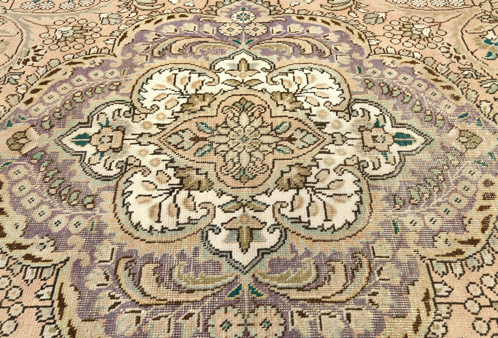 Semi Antique Muted Floral 10X13 Distressed Vintage Oriental Rug - 6