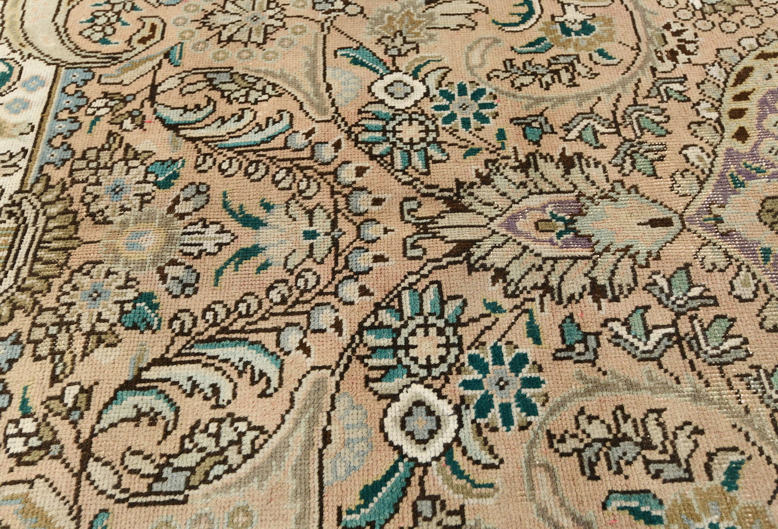 Semi Antique Muted Floral 10X13 Distressed Vintage Oriental Rug - 7
