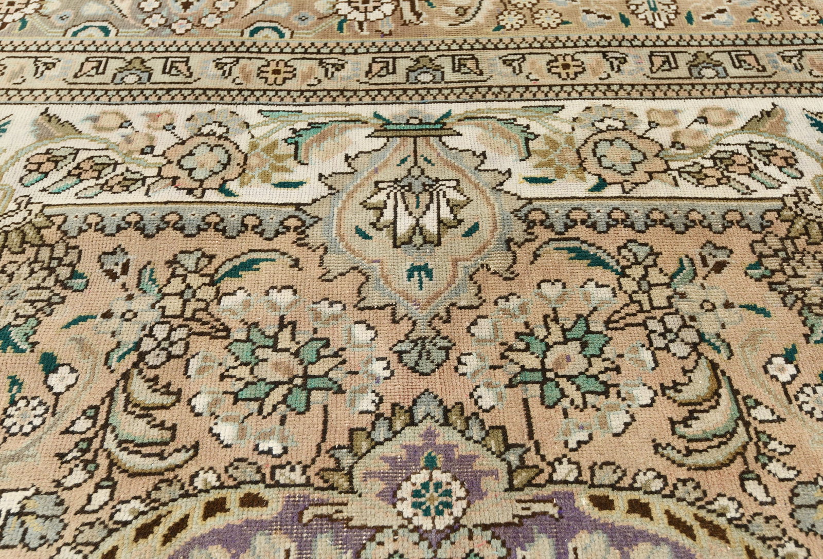 Semi Antique Muted Floral 10X13 Distressed Vintage Oriental Rug - 8