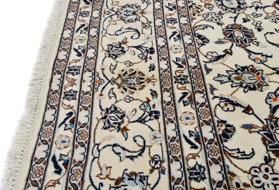 Vintage Cream Traditional 9X13 Kashan Persian Rug - 11