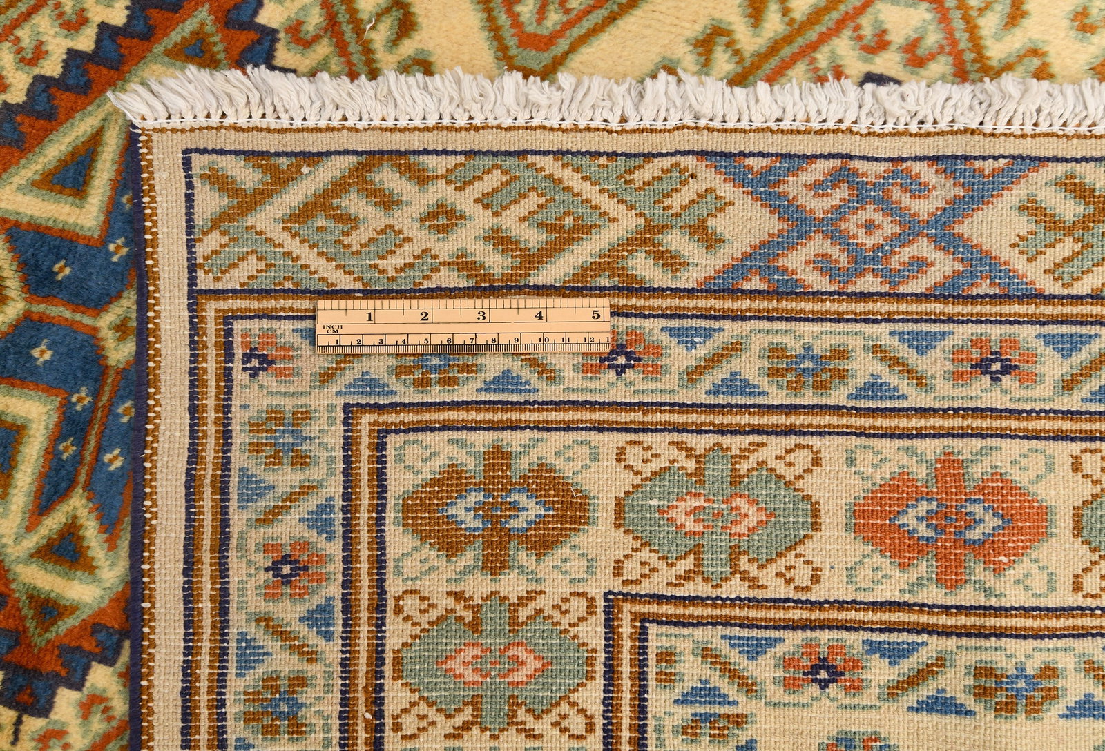 Vintage Yellow Cream Tribal 5X7 Turkoman Persian Rug - 12