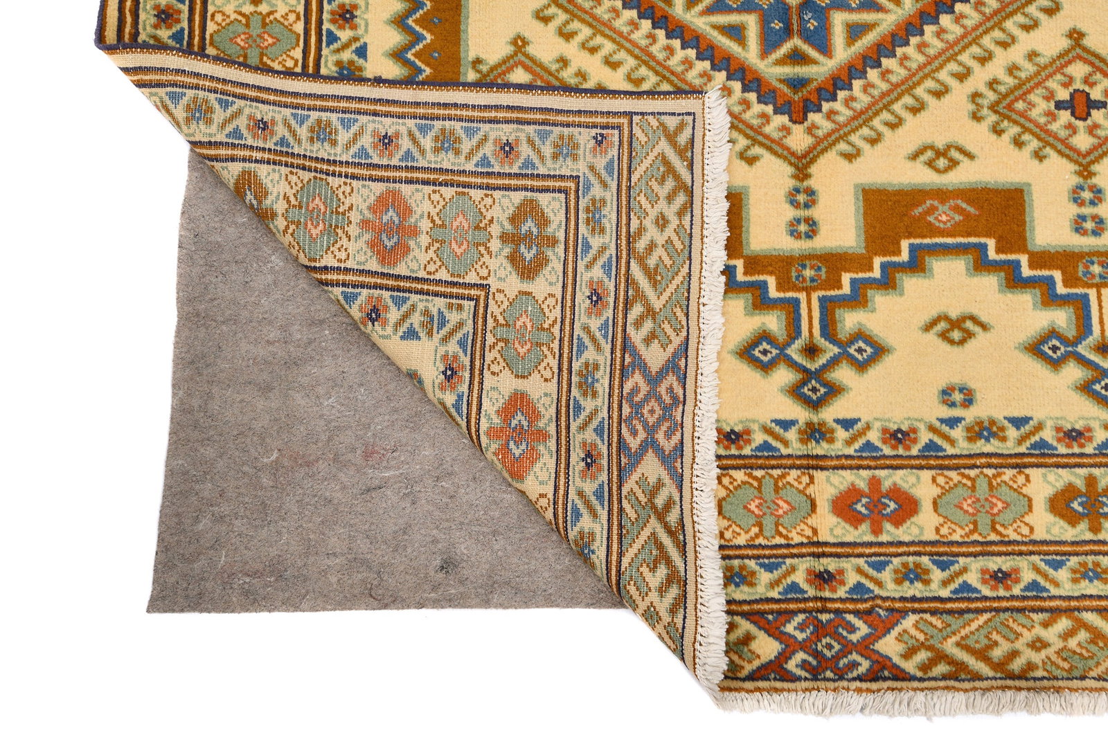 Vintage Yellow Cream Tribal 5X7 Turkoman Persian Rug - 13