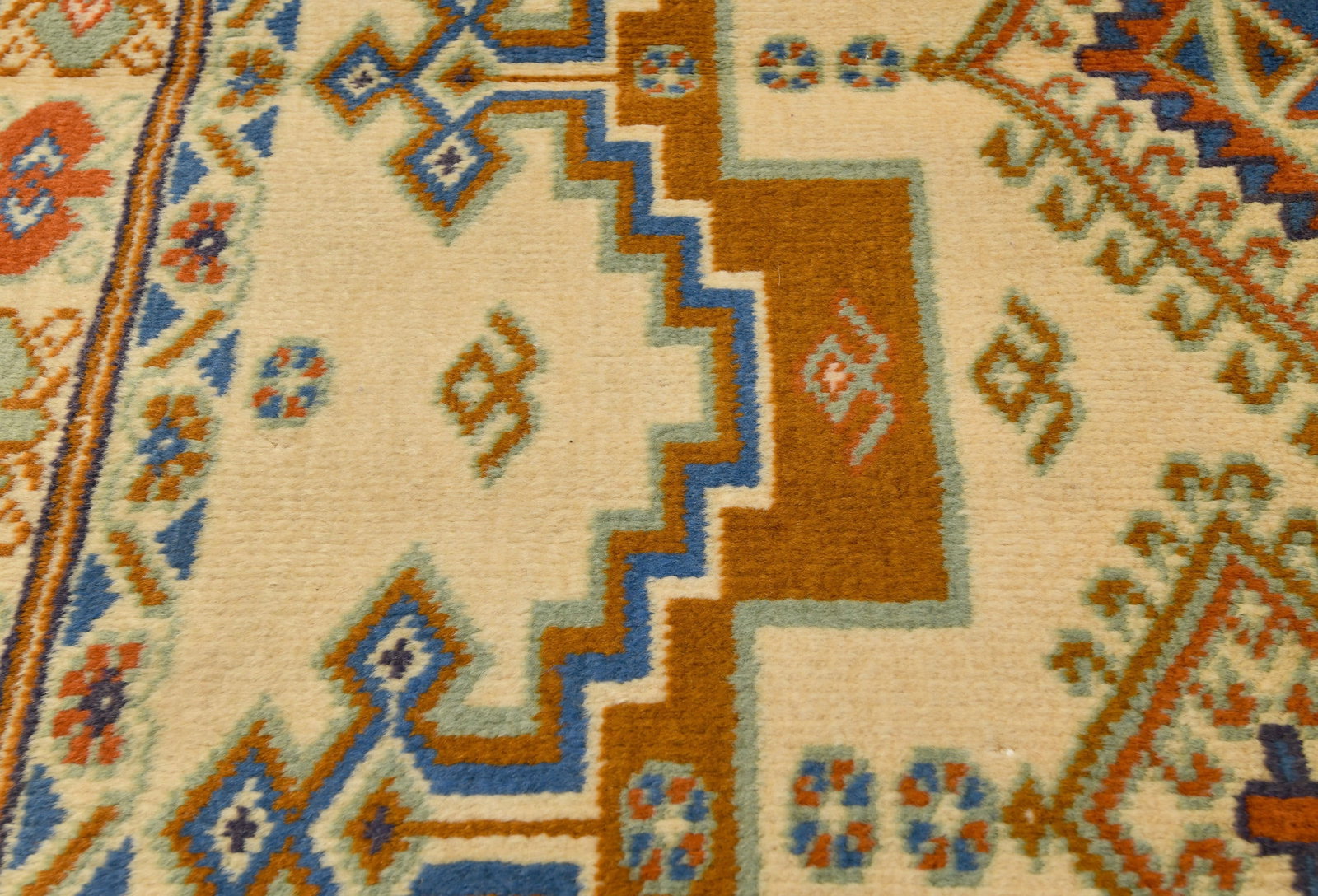 Vintage Yellow Cream Tribal 5X7 Turkoman Persian Rug - 7